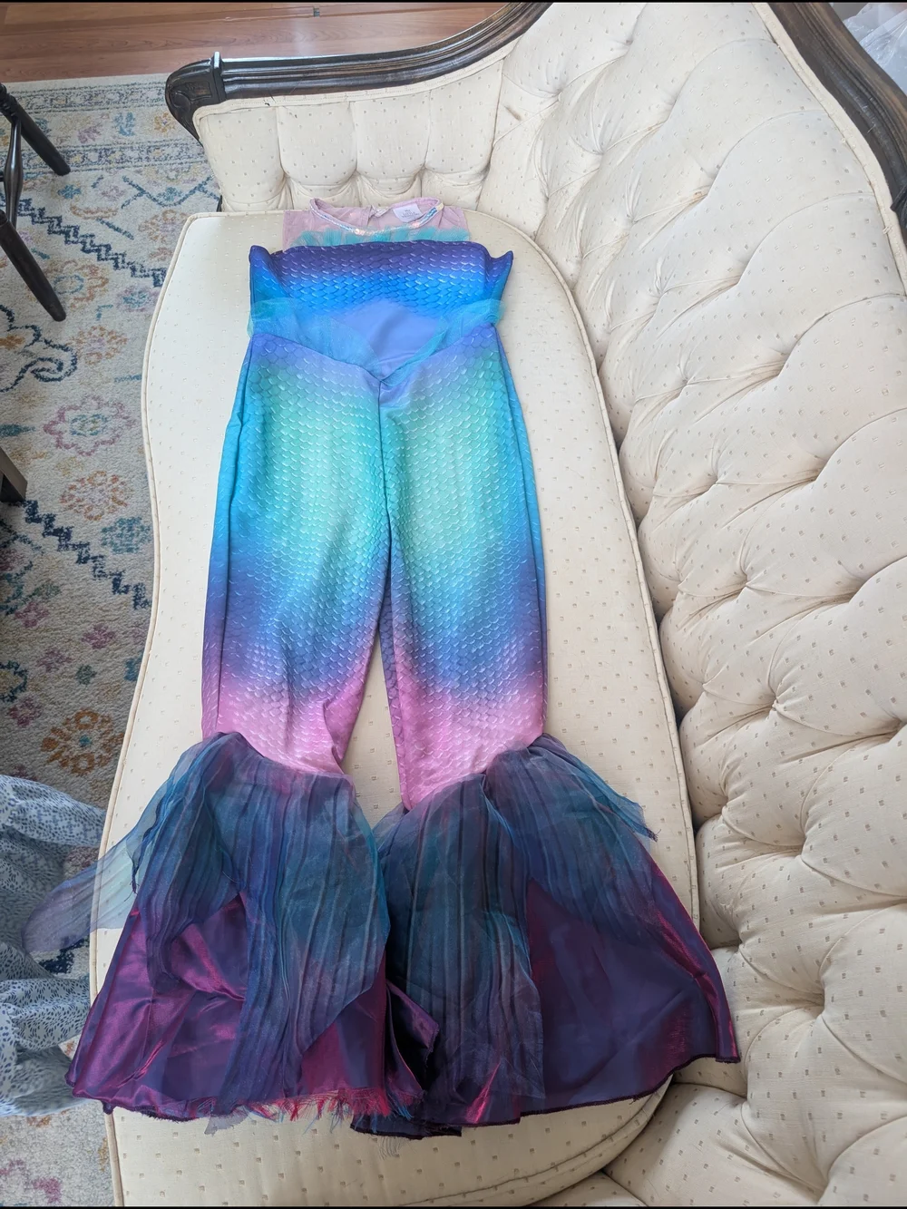 Girls' Mermaid Ruffle Leggings - Multicolor Pink Blue Green